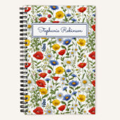カラフルな野生の花 美しい花のデザイン オーダーメイド ノートブック (正面)