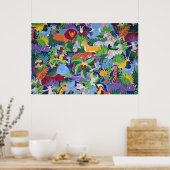 カラフルな野生生物 ポスター (キッチン)