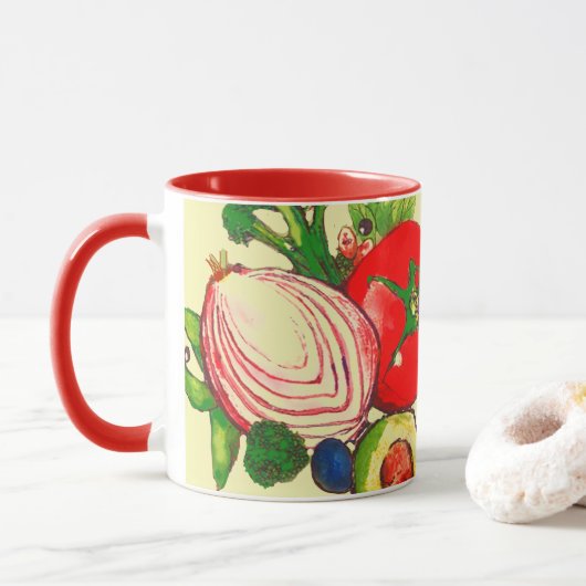 カラフルな野菜のアート マグカップ (ドーナツ)
