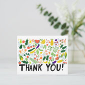 カラフルな野菜や果物のお買い物 ありがとう ポストカード (スタンド正面)