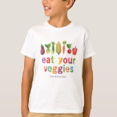 カラフルな野菜を食べよう 健康的な子供たち レインボー Tシャツ (正面)