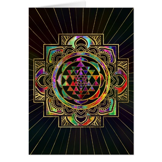 カラフルな金ゴールドはSri Yantra Sriのチャクラを組み立てました (正面)