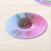 カラフルな金属ビニールのレトロカバー ラウンドペーパーコースター (アングル)