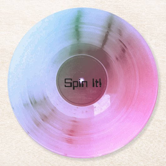 カラフルな金属ビニールのレトロカバー ラウンドペーパーコースター (正面)