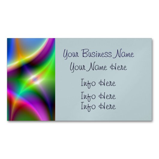 カラフルな金属フラクタルの光沢 マグネット名刺 (正面)