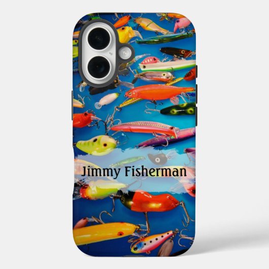 カラフルな釣りエサ - 名前をパーソナライズ Case-Mate iPhoneケース (裏面)