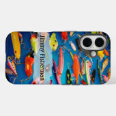 カラフルな釣りエサ - 名前をパーソナライズ Case-Mate iPhoneケース (裏面 (横))