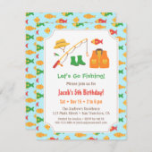 カラフルな釣り誕生日パーティーの招待状 招待状 (正面/裏面)