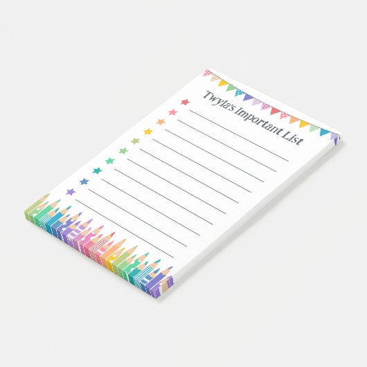 カラフルな鉛筆と星の大切なやることリスト ポストイット (アングル)
