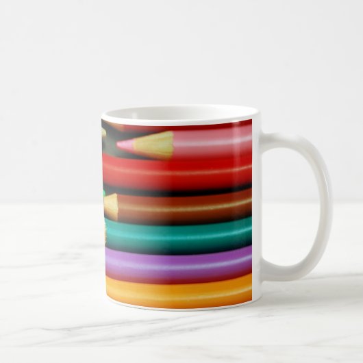 カラフルな鉛筆のプリント コーヒーマグカップ (右)