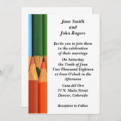 カラフルな鉛筆のモダンな結婚式招待状 オーダーメイド 招待状 (正面/裏面)