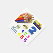 カラフルな鉛筆の柄の紙ナプキン スタンダードカクテルナプキン (角)