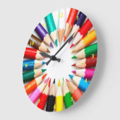 カラフルな鉛筆 ラージ壁時計 (傾斜)