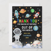 カラフルな銀河の宇宙の誕生日パーティー サンキューカード (正面)