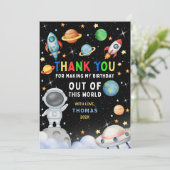 カラフルな銀河の宇宙の誕生日パーティー サンキューカード (スタンド正面)