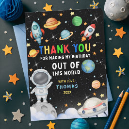 カラフルな銀河の宇宙の誕生日パーティー サンキューカード
