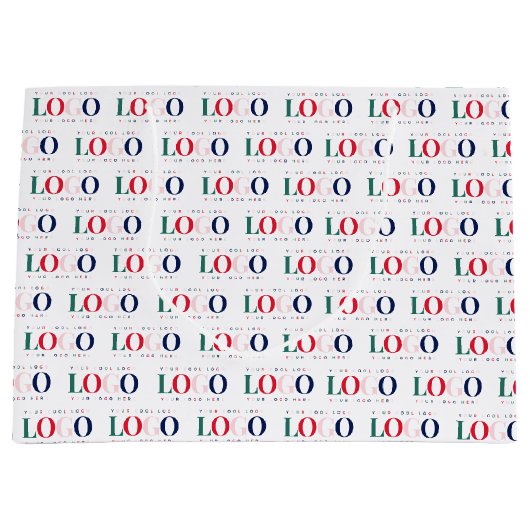 カラフルな長方形ロゴのパターンが繰り返されるビジネス ラージペーパーバッグ (正面)