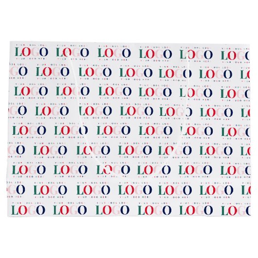 カラフルな長方形ロゴのパターンが繰り返されるビジネス ラージペーパーバッグ (裏面)