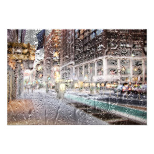 カラフルな雨の日NYCの抽象芸術 フォトプリント