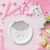 カラフルな雨雲の紙皿 ペーパープレート (パーティー)