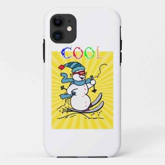 カラフルな雪だるまのスキー|かわいい雪だるま|スキー Case-Mate iPhoneケース (裏面)