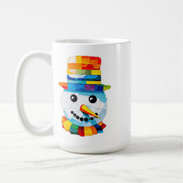 カラフルな雪だるまのティシュペーパーアート クリスマス コーヒーマグカップ