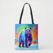 カラフルな雪のクマの芸術 トートバッグ (正面)
