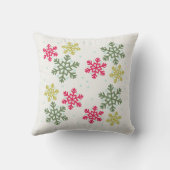  カラフルな雪の結晶のウィンタープロー クッション (裏面)