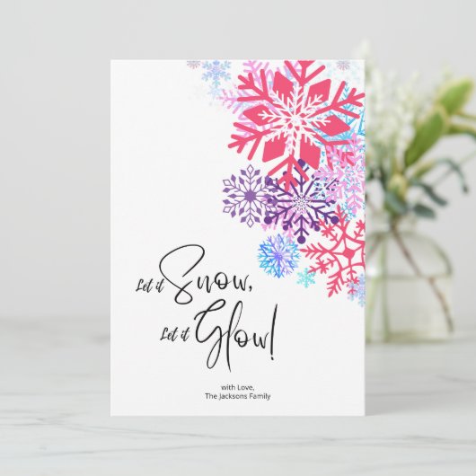 カラフルな雪の結晶のクリスマス チェア ホリデー カード (スタンド正面)