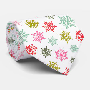 カラフルな雪の結晶の模様 - 冬のクリスマス ネクタイ
