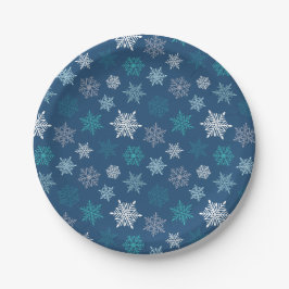 カラフルな雪の結晶の模様 - 冬 クリスマス ペーパープレート