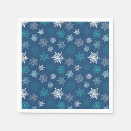 カラフルな雪の結晶柄 - 冬のクリスマス スタンダードカクテルナプキン