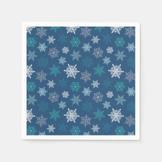 カラフルな雪の結晶柄 - 冬のクリスマス スタンダードカクテルナプキン (正面)