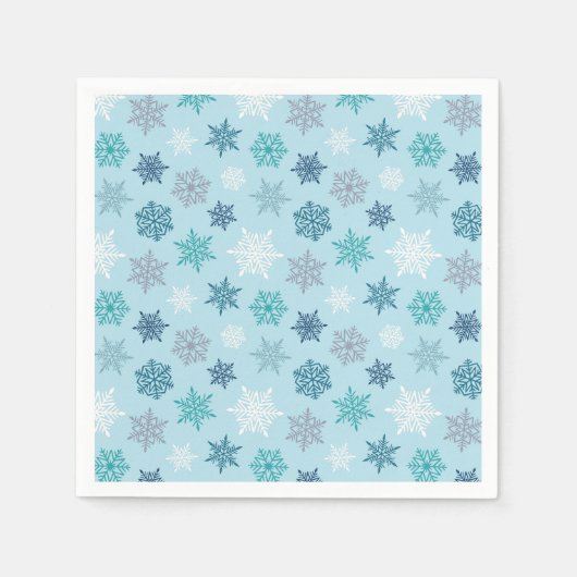 カラフルな雪の結晶柄 - 冬のクリスマス スタンダードカクテルナプキン (正面)