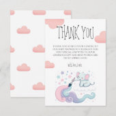 カラフルな雲の上の星のゾウさんのベビーシャワー サンキューカード (正面/裏面)