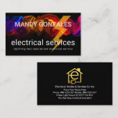 カラフルな電撃ライトニングウェーブエレクトリカル 名刺 (正面/裏面)