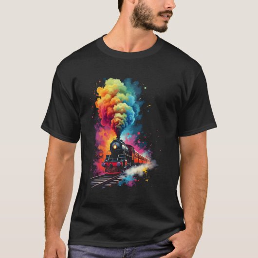 カラフルな電車 Tシャツ (正面)