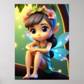 カラフルな青い小精霊の妖精の子供の壁ポスター ポスター (正面)