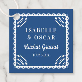 カラフルな青い紙のピカドウェディング フェイバータグ