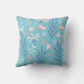 カラフルな青い花の赤ちゃん男の子の寝室 クッション (裏面)