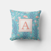 カラフルな青い花の赤ちゃん男の子の寝室 クッション (正面)
