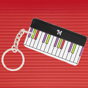 カラフルな音楽の明るいカスタムモノグラム ピアノ鍵盤 キーホルダー