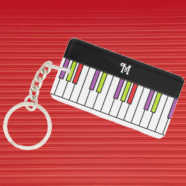 カラフルな音楽の明るいカスタムモノグラム ピアノ鍵盤 キーホルダー