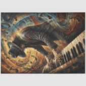 カラフルな音楽アートの男性ブルースピアニスト 薄葉紙 (正面)