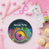 カラフルな音楽カラオケの誕生会 ペーパープレート (パーティー)