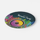 カラフルな音楽カラオケの誕生会 ペーパープレート (アングル)