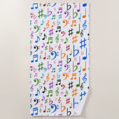 カラフルな音楽ノートおよび記号の多く ビーチタオル (正面)