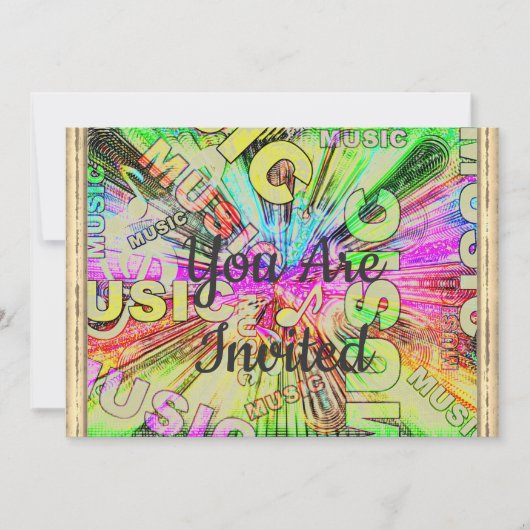 カラフルな音楽ノート 招待状 (正面)