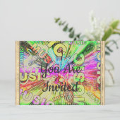 カラフルな音楽ノート 招待状 (スタンド正面)