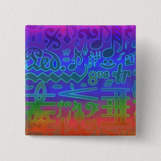 カラフルな音楽的な記号Pin 缶バッジ (正面)